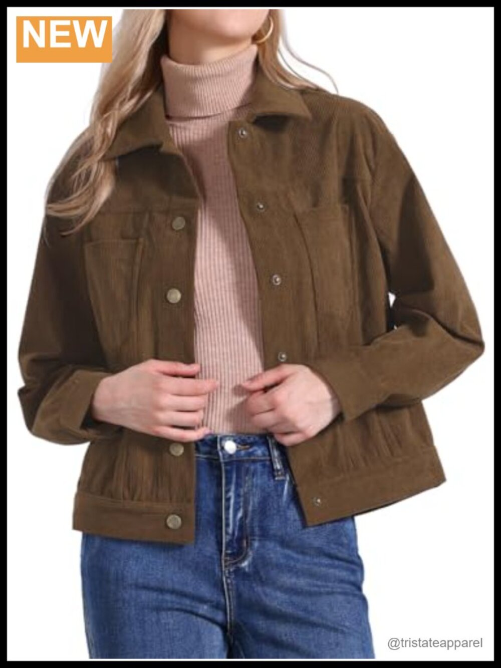 Corduroy Button Down Jacket Long Sleeve Shacket Casual Outerwear